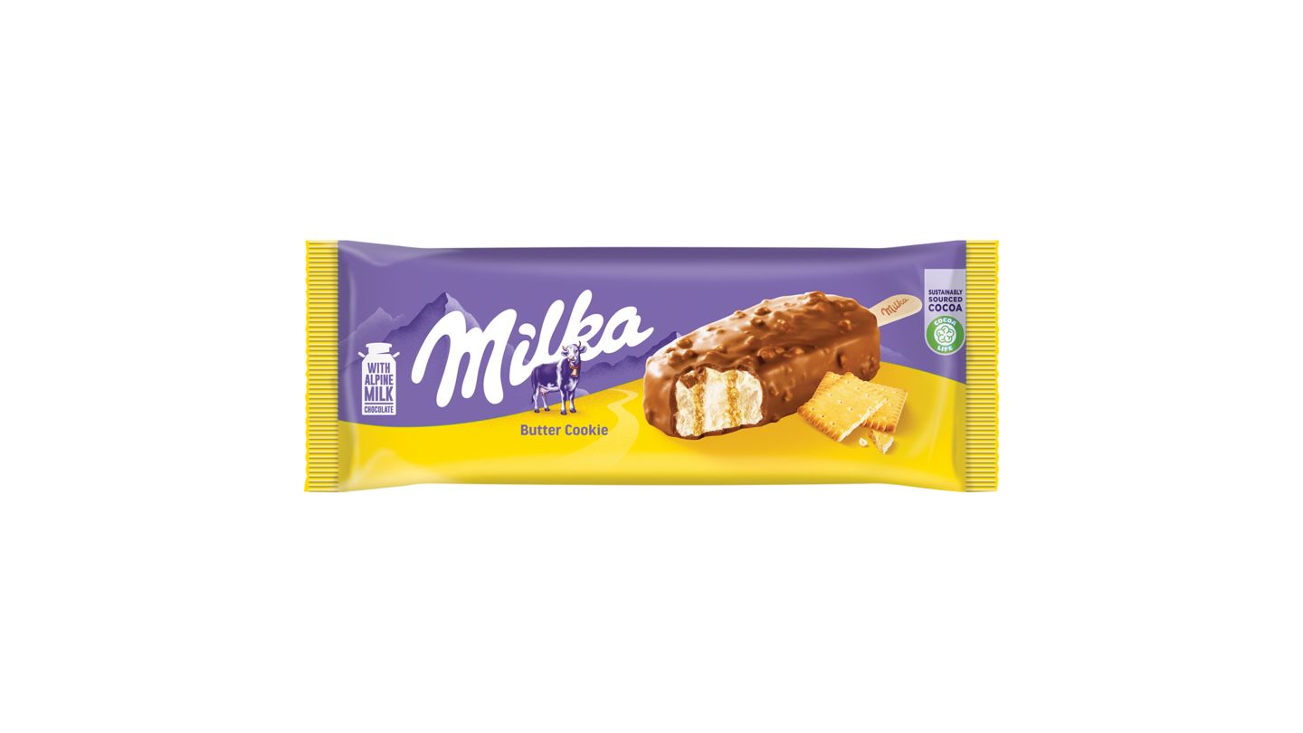Milka Butter Cookie mražený krém s rostlinným tukem s příchutí máslovo-vanilkovou 90ml
