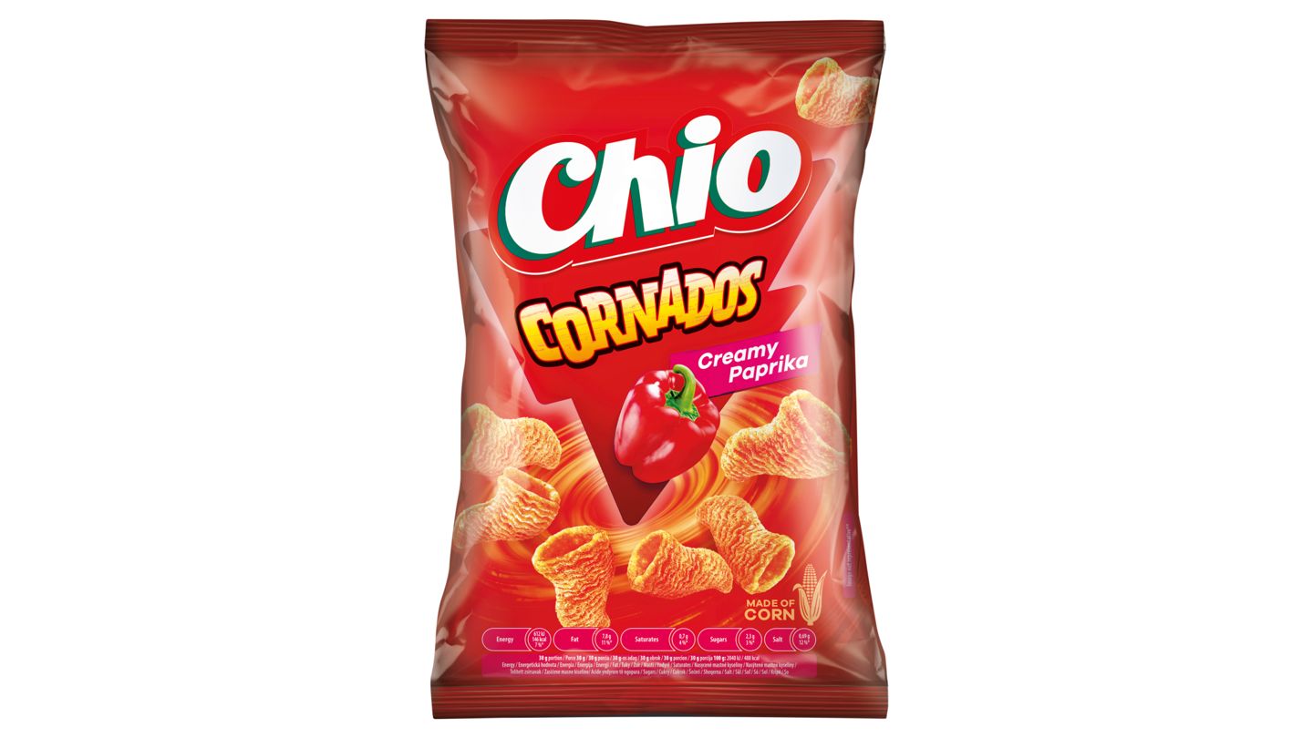 Chio Cornados smažený kukuřičný snack s příchutí papriky 65g