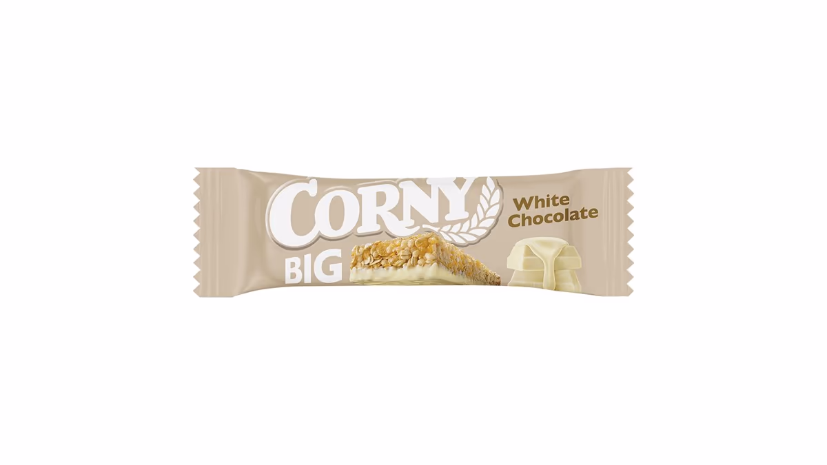 Corny Big Cereální tyčinka polomáčená v bílé čokoládě 40g