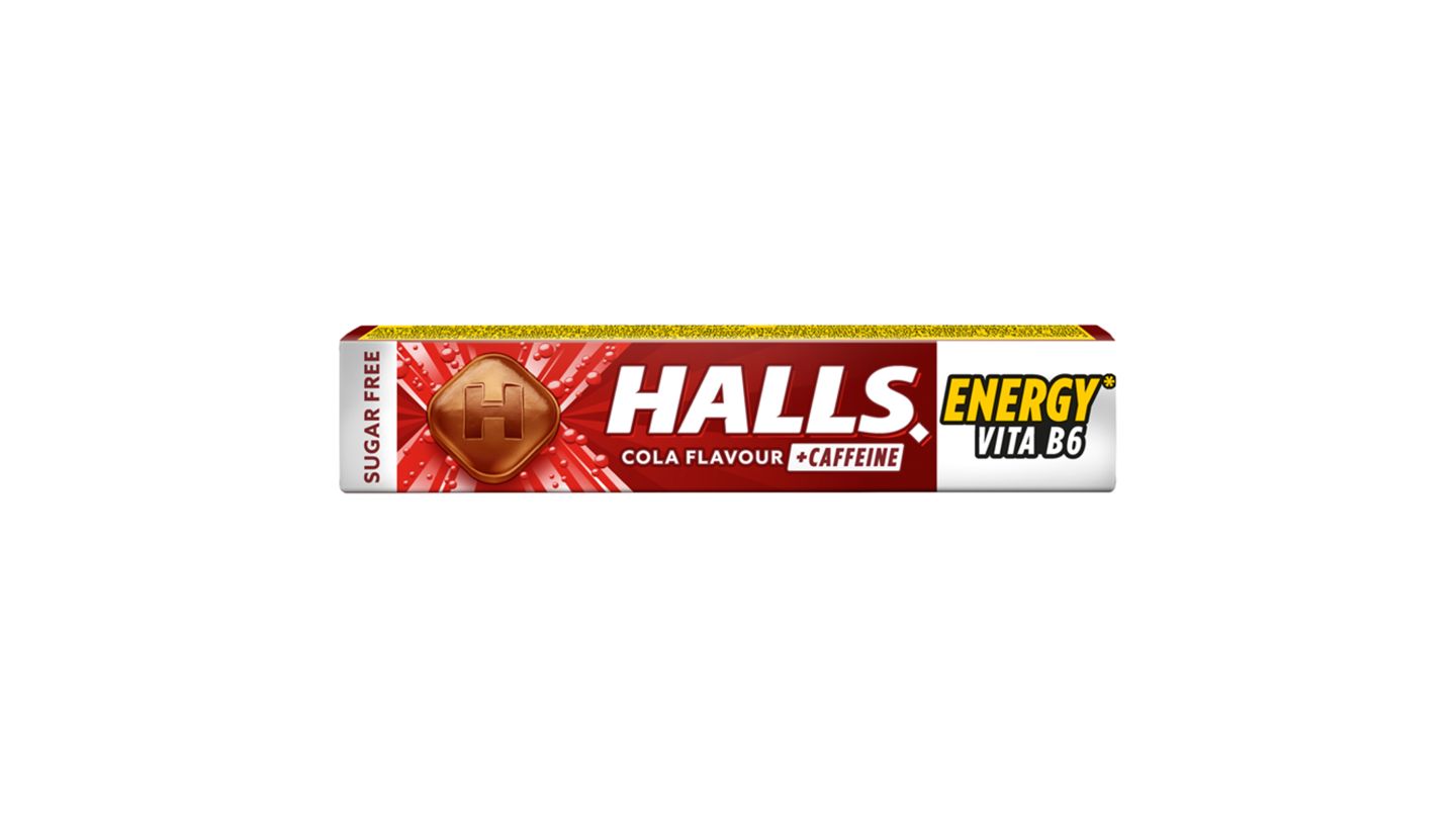 Halls bonbóny s kolovou příchutí s vitamínem B6 a kofeinem 32g