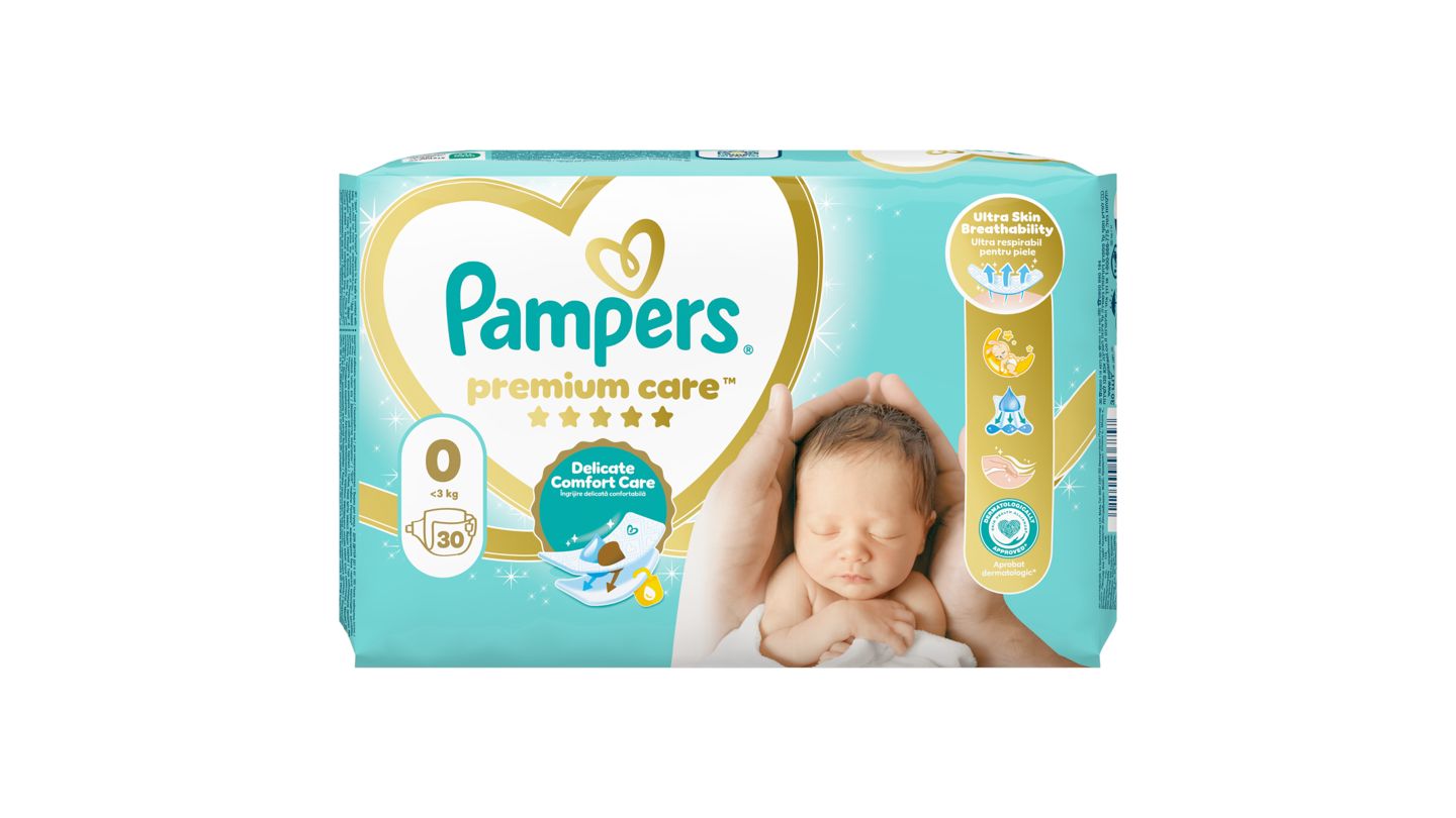 Pampers Premium Care Velikost 0, 30 Dětské Plenky, <3kg