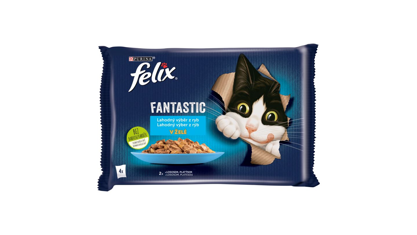 Felix Fantastic kapsičky pro kočky losos, platýs v želé 4 x 85g