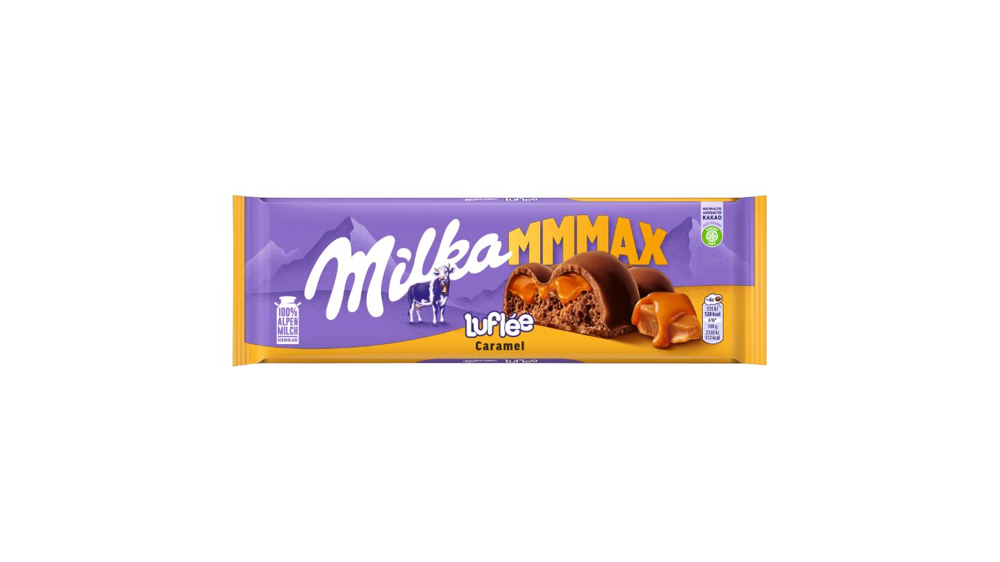 Milka Bubbly Caramel — молочный шоколад из альпийского молока с карамелью и пористым шоколадом, 250 г