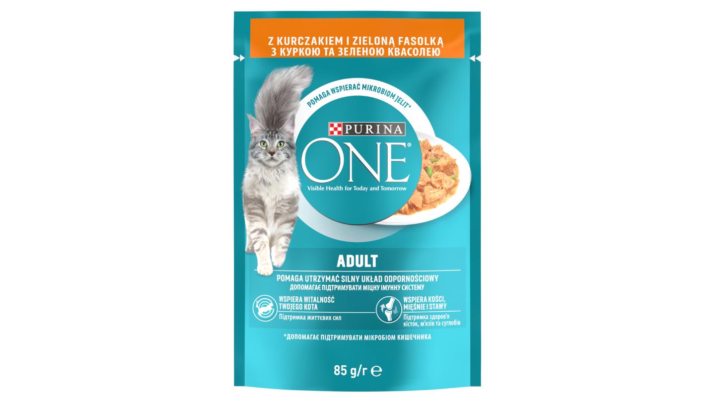 PURINA ONE ADULT mini filetky s kuřetem a zelenými fazolkami ve šťávě 85g