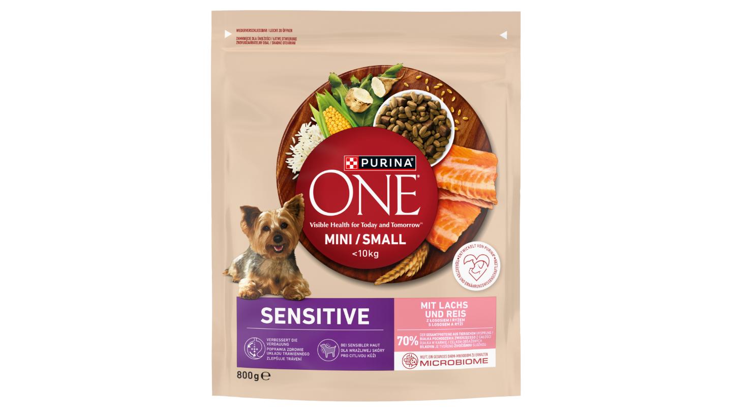 Purina ONE Mini Sensitive granule pro psy losos 800g