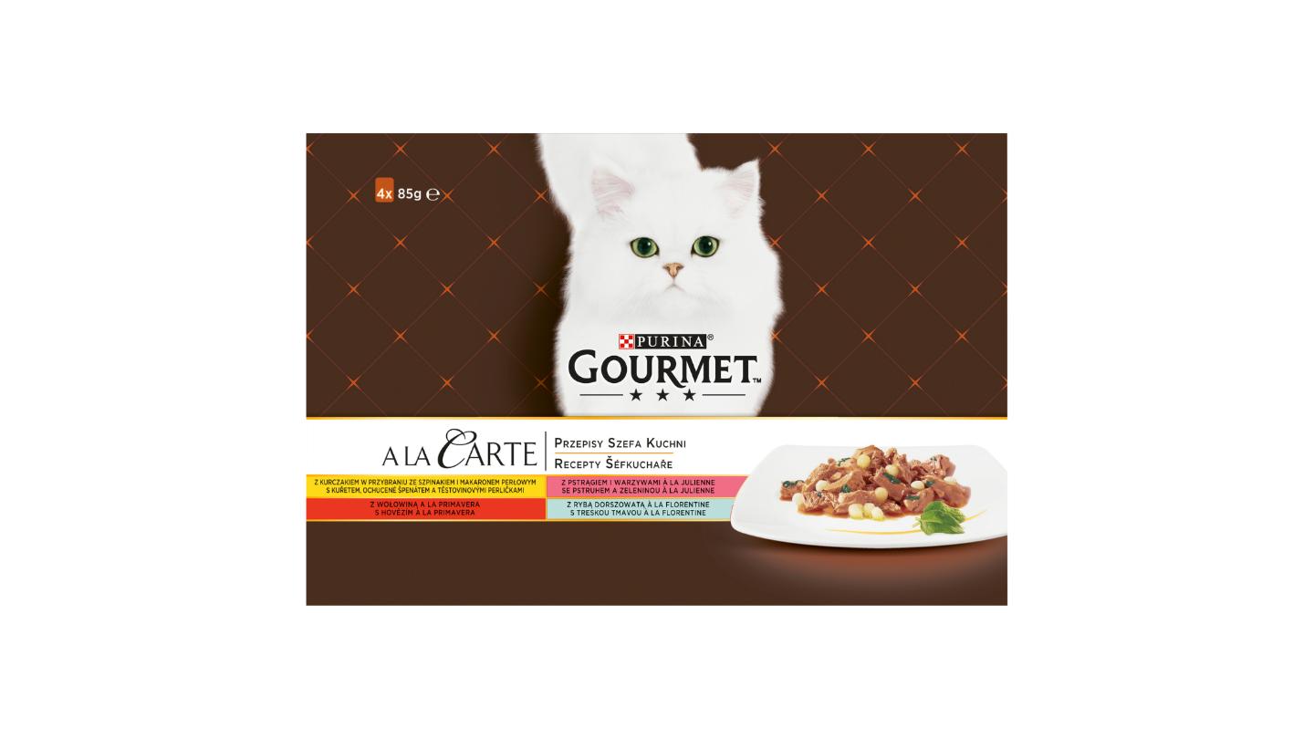 GOURMET A la Carte Multipack kuře, hovězí, pstruh a tmavá treska 4 x 85g