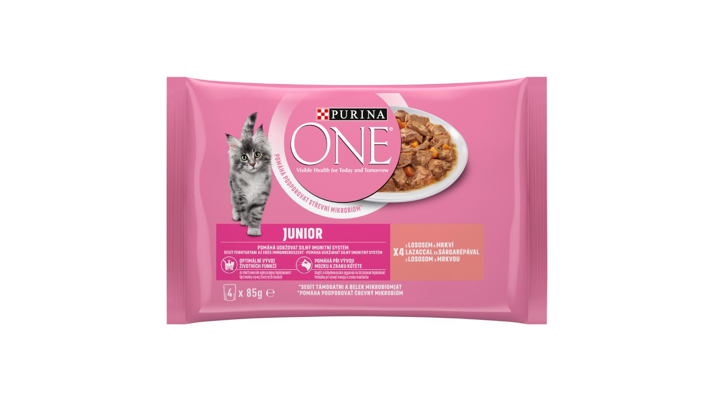Purina ONE Junior kapsičky pro koťata losos ve šťávě 4 x 85g