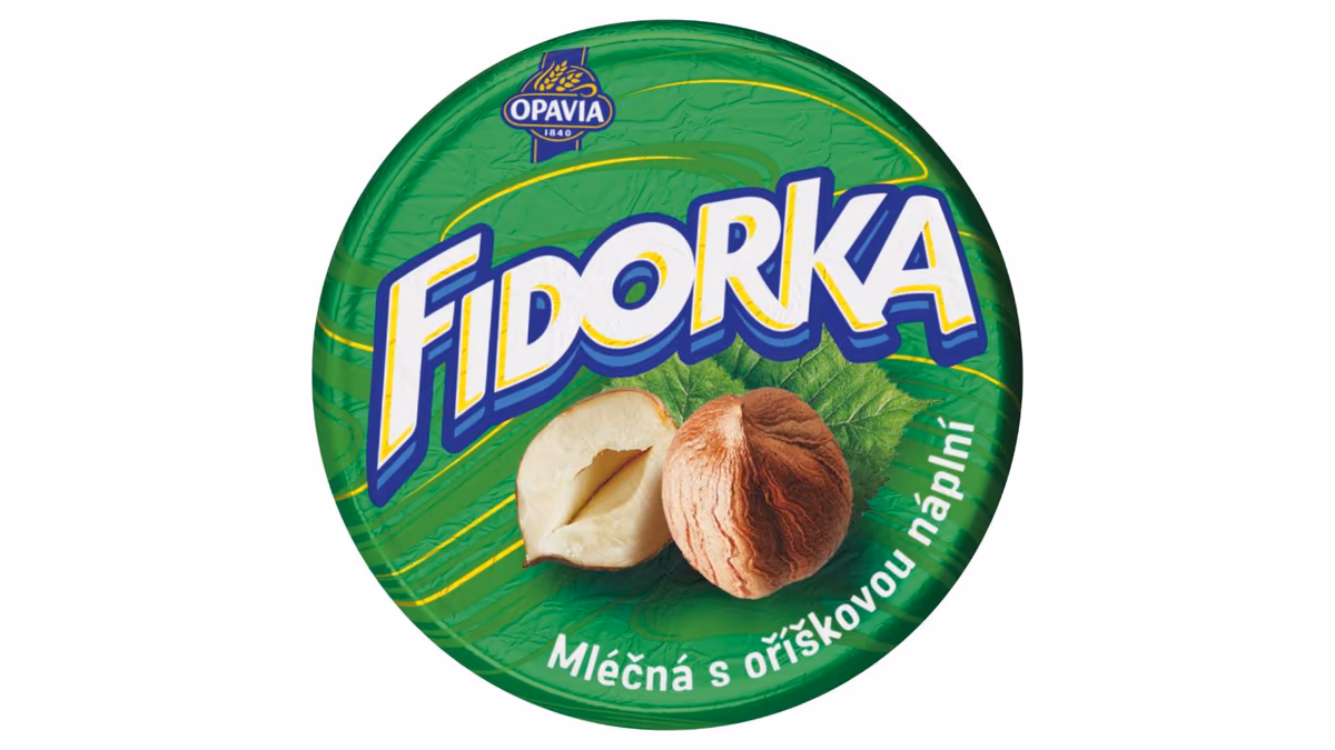 Opavia Fidorka Mléčná s oříškovou náplní, oplatka, zelená 30g