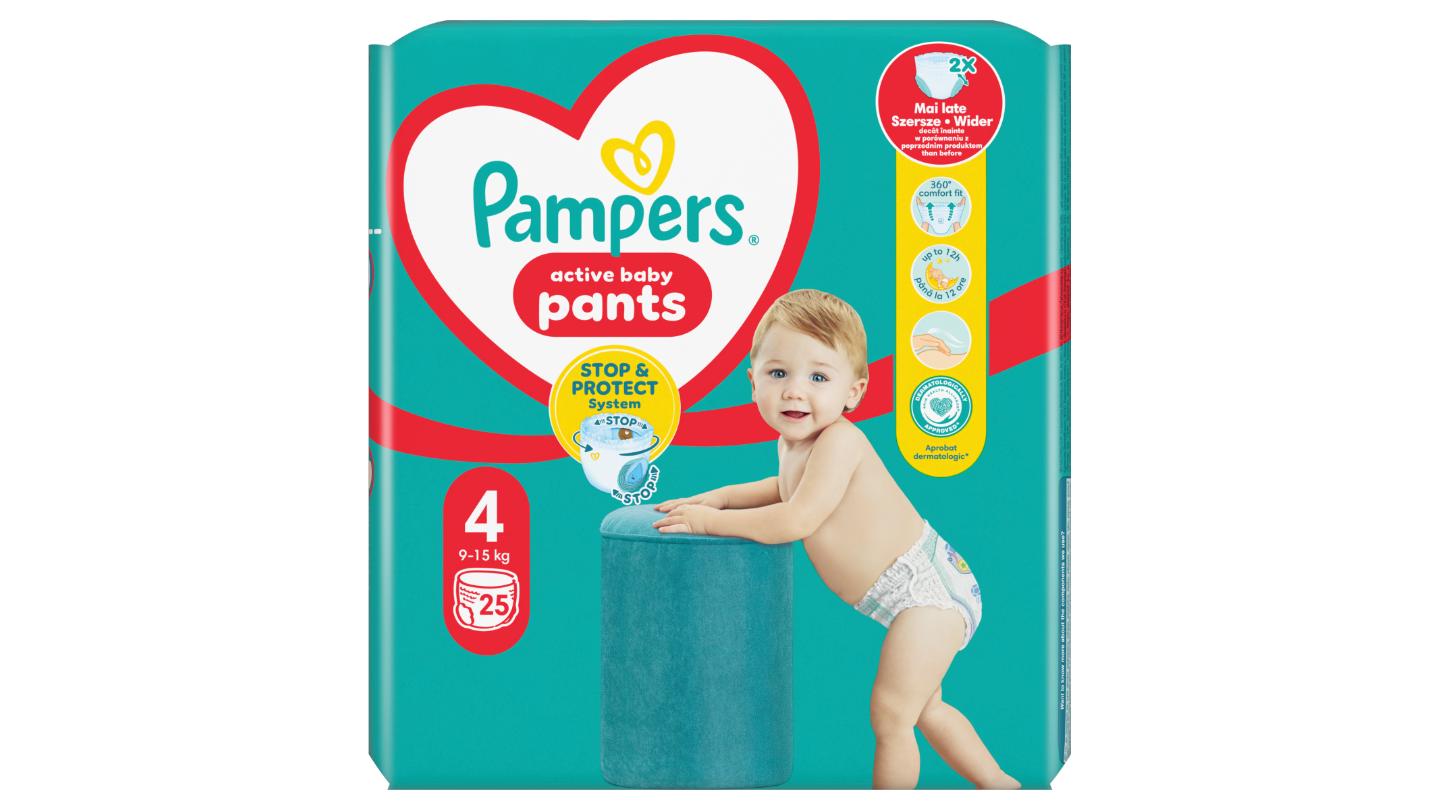 Plenkové Kalhotky Pampers Active Baby Pants, Velikost 4, 25 Plenky, 9kg-15kg
