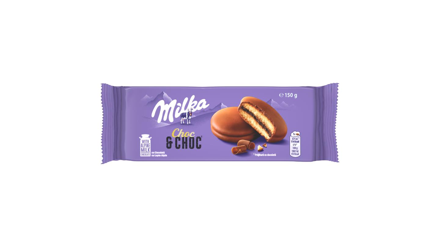 Milka Choc & Choc celomáčené jemné pečivo s kakaovou náplní 150g