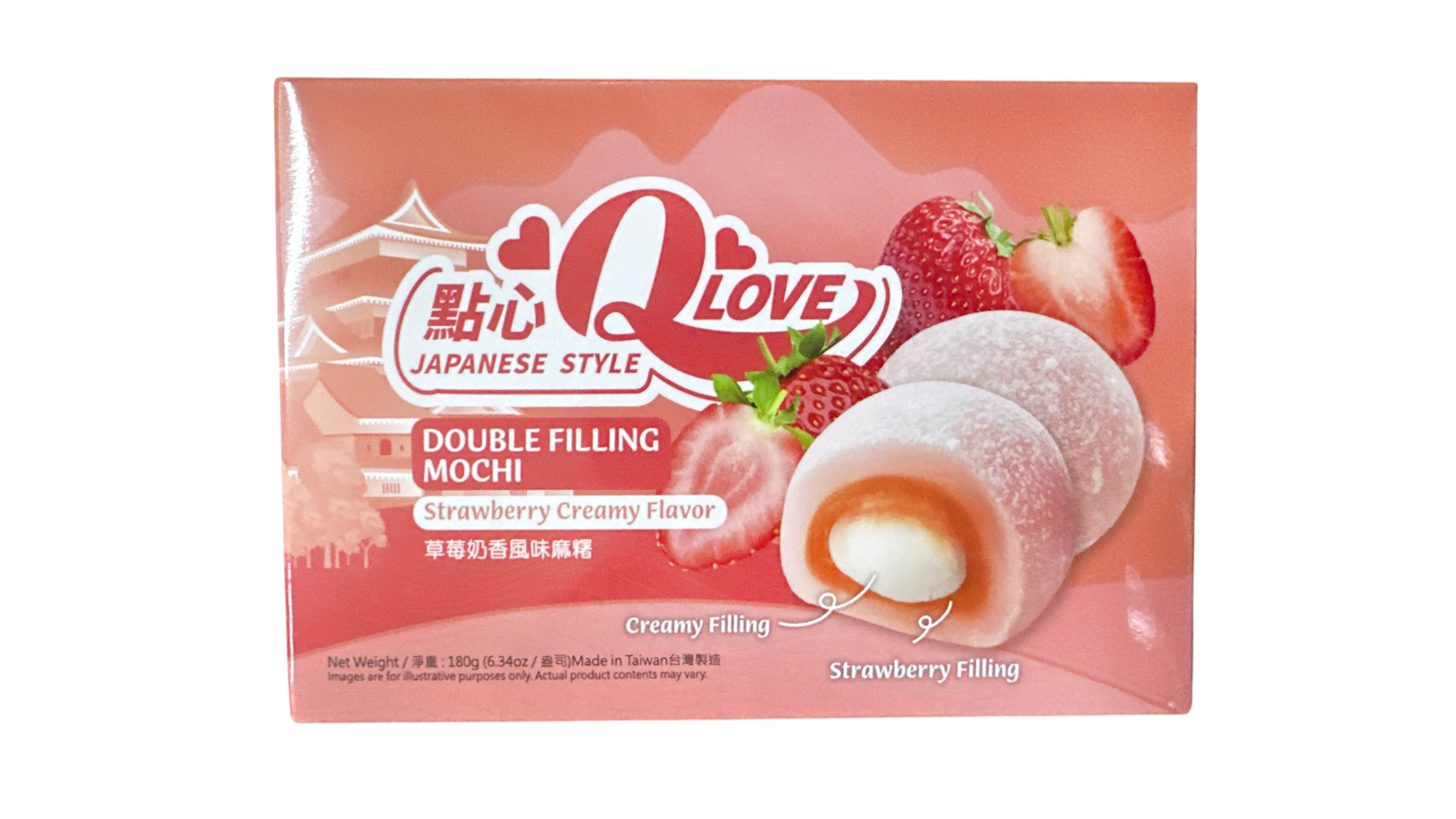 QLOVE CREAMY STRAWBERRY DOUBLE FILLING MOCHI 180G TWN