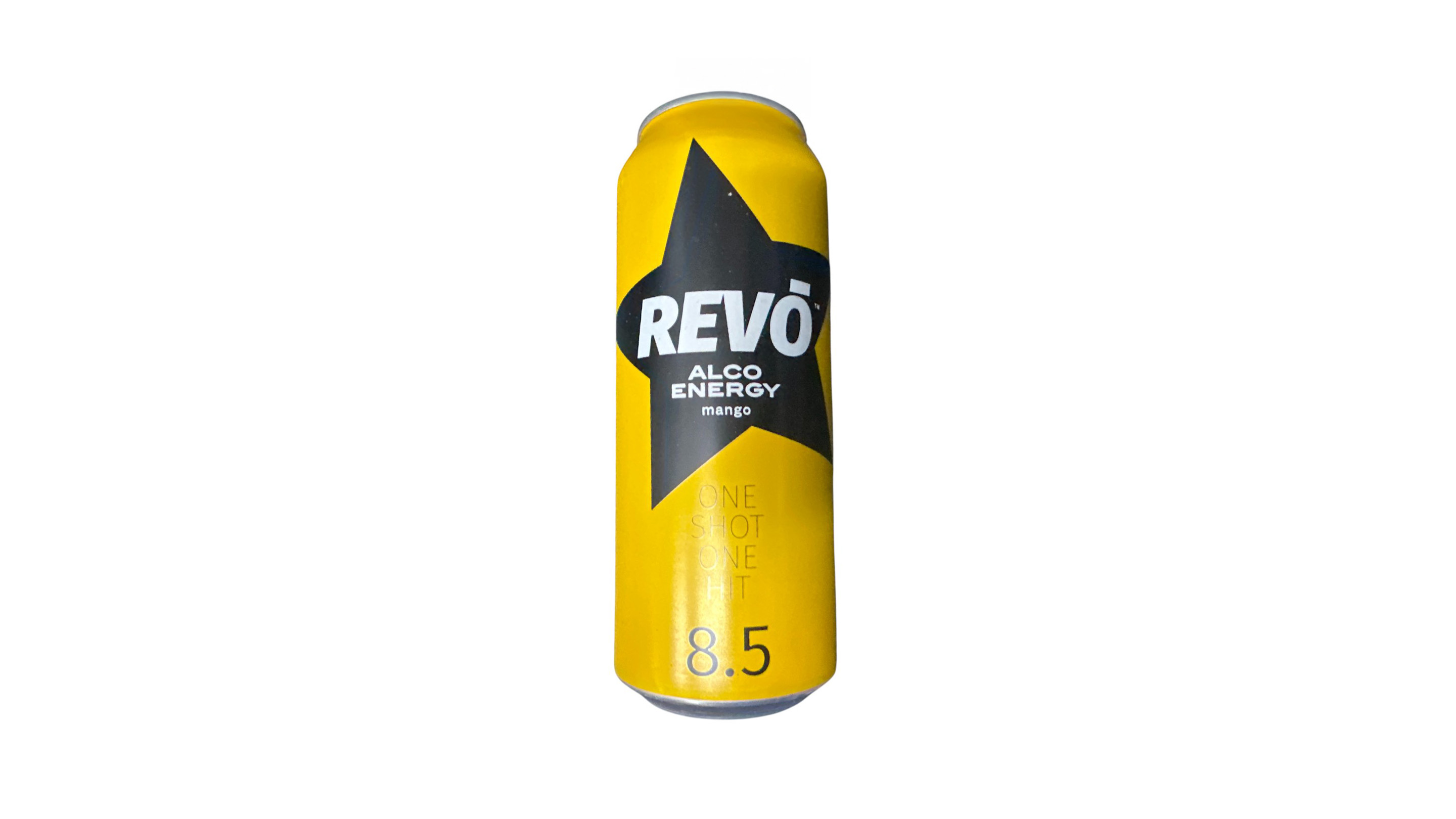 Revo Mango alkoholický energetický nápoj 8,5%, plech 0,5l