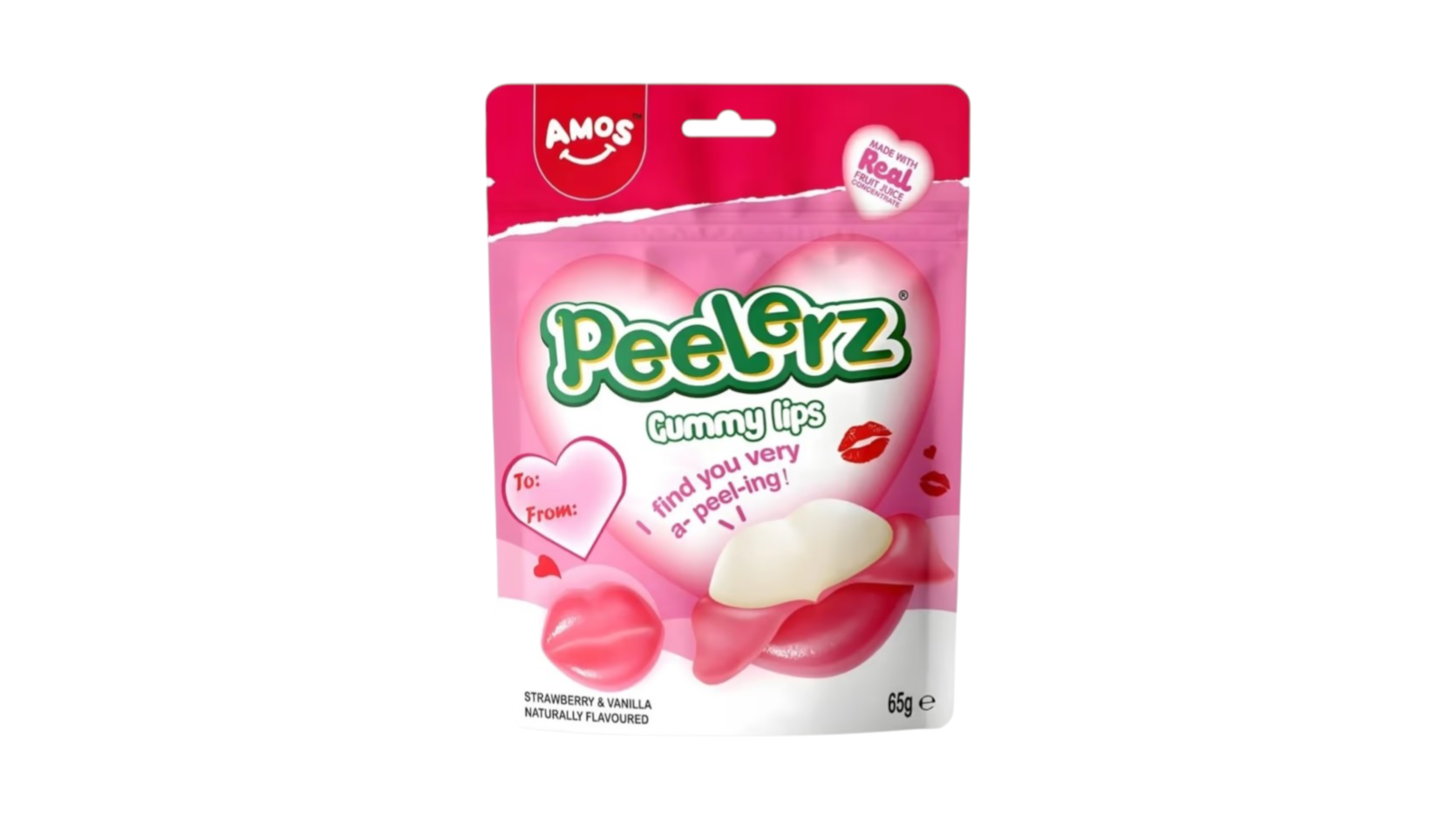 Amos Peelerz želé bonbóny Lips Strawberry&Vanila 65g