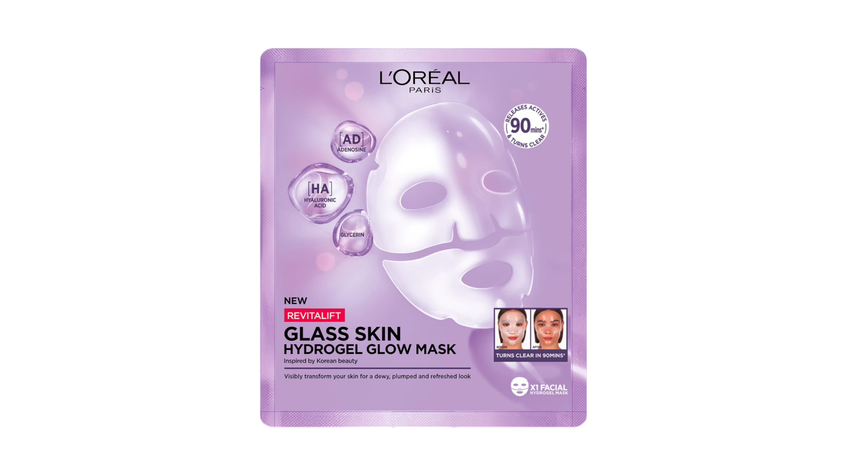L'Oréal Hydrogelová rozjasňující maska Revitalift Filler Glass 1 ks