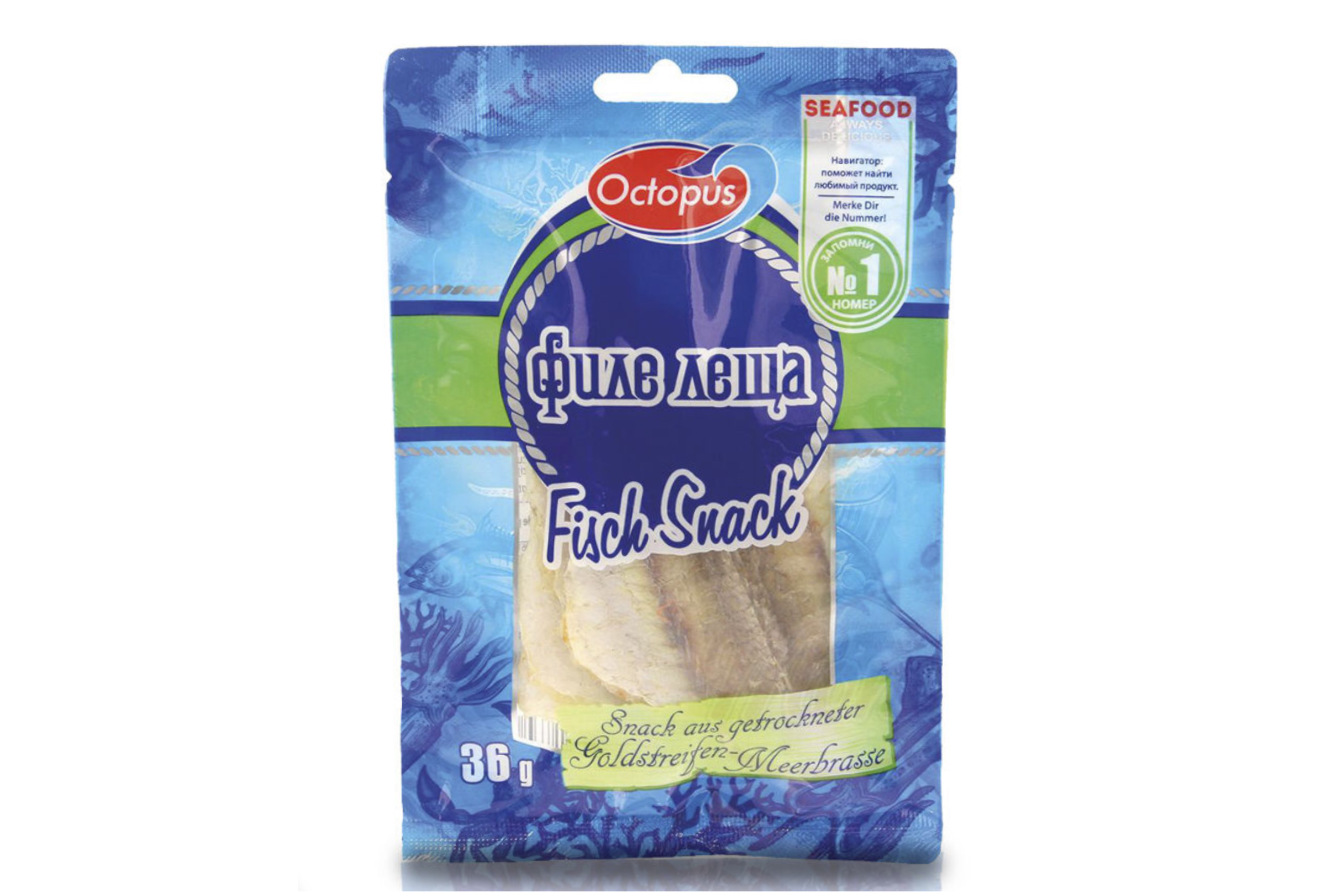 Octopus Snack z filetů špičatníka zlatopruhého, sušený a solený 36 g