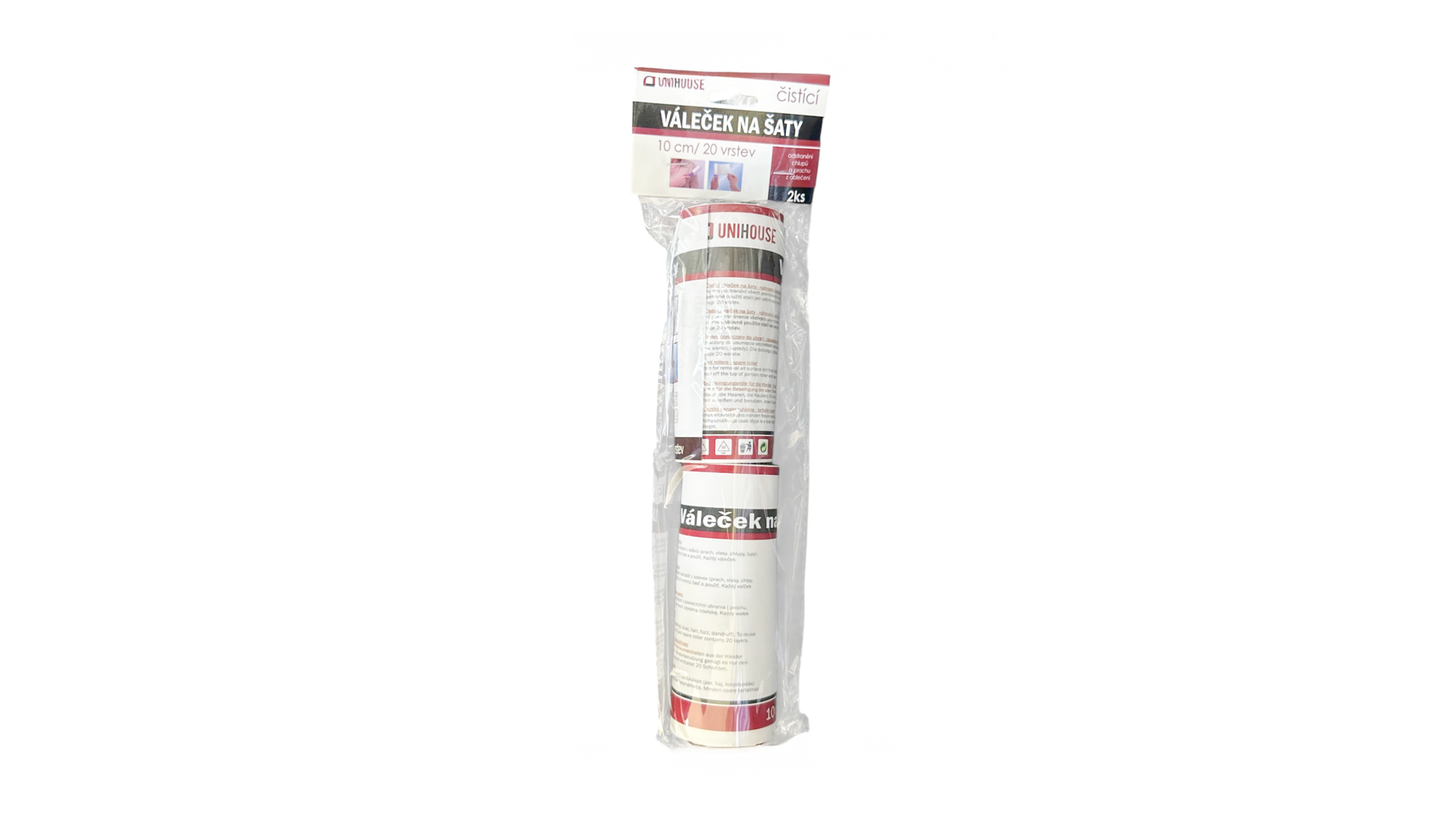 Unihouse clothes cleaning roller, 10 cm/20 layers, 2 pieces