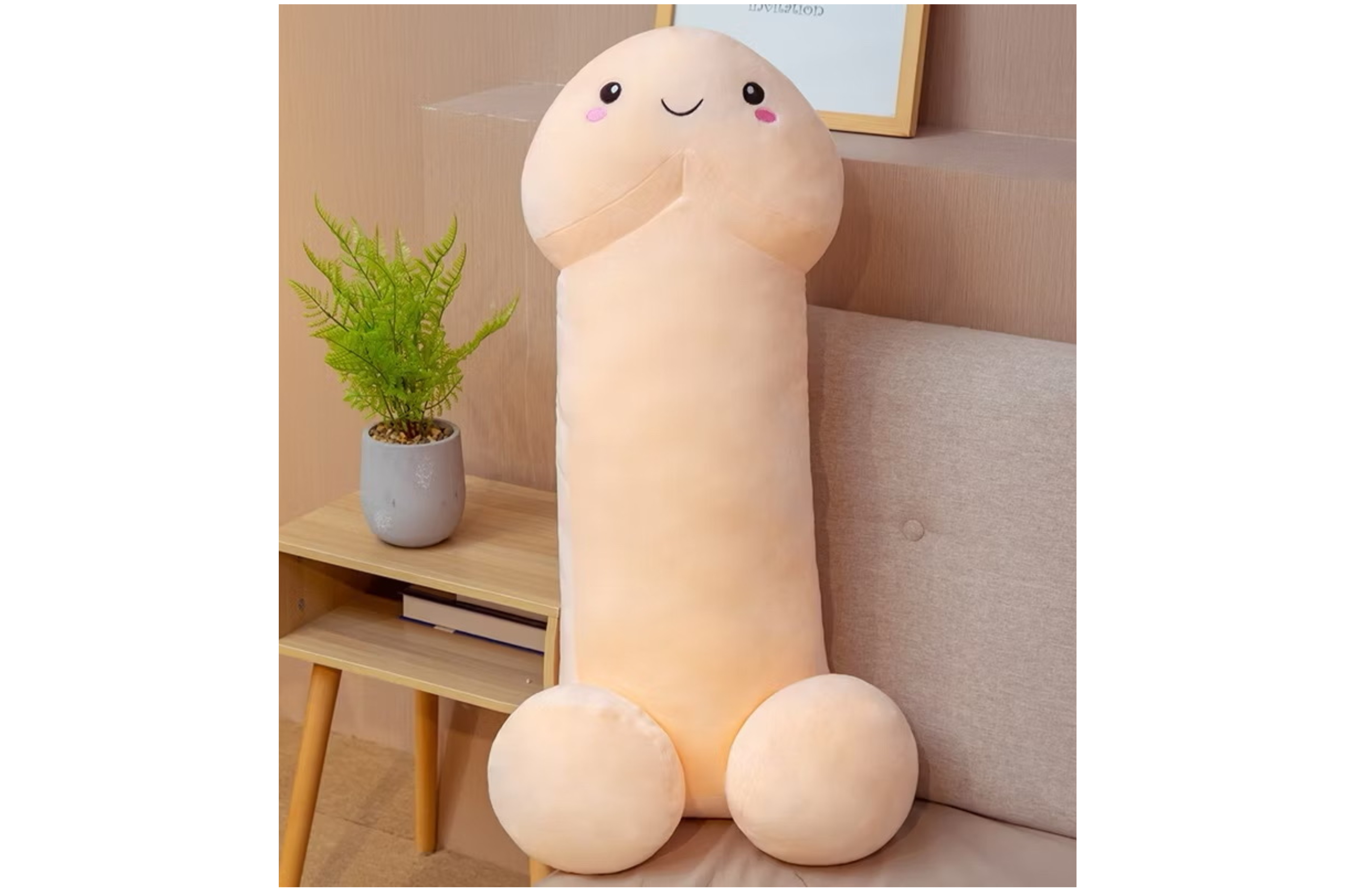 Vtipný dlouhý objímací polštář ( béžový/ malý  ) 42cm 1ks