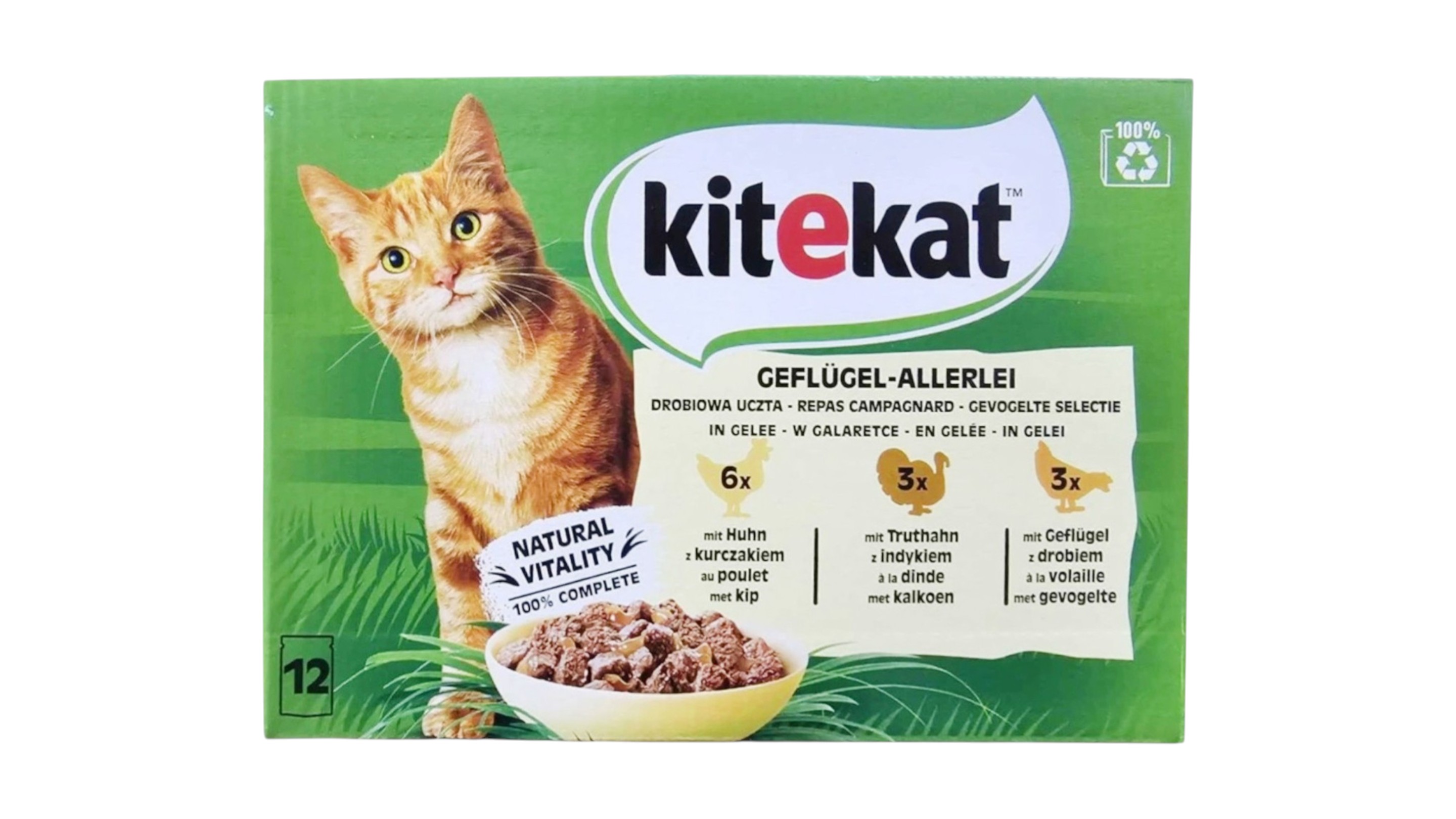 Kitekat kapsičky mix chutí v želé 12x85g adult Geflugel-Allerlei