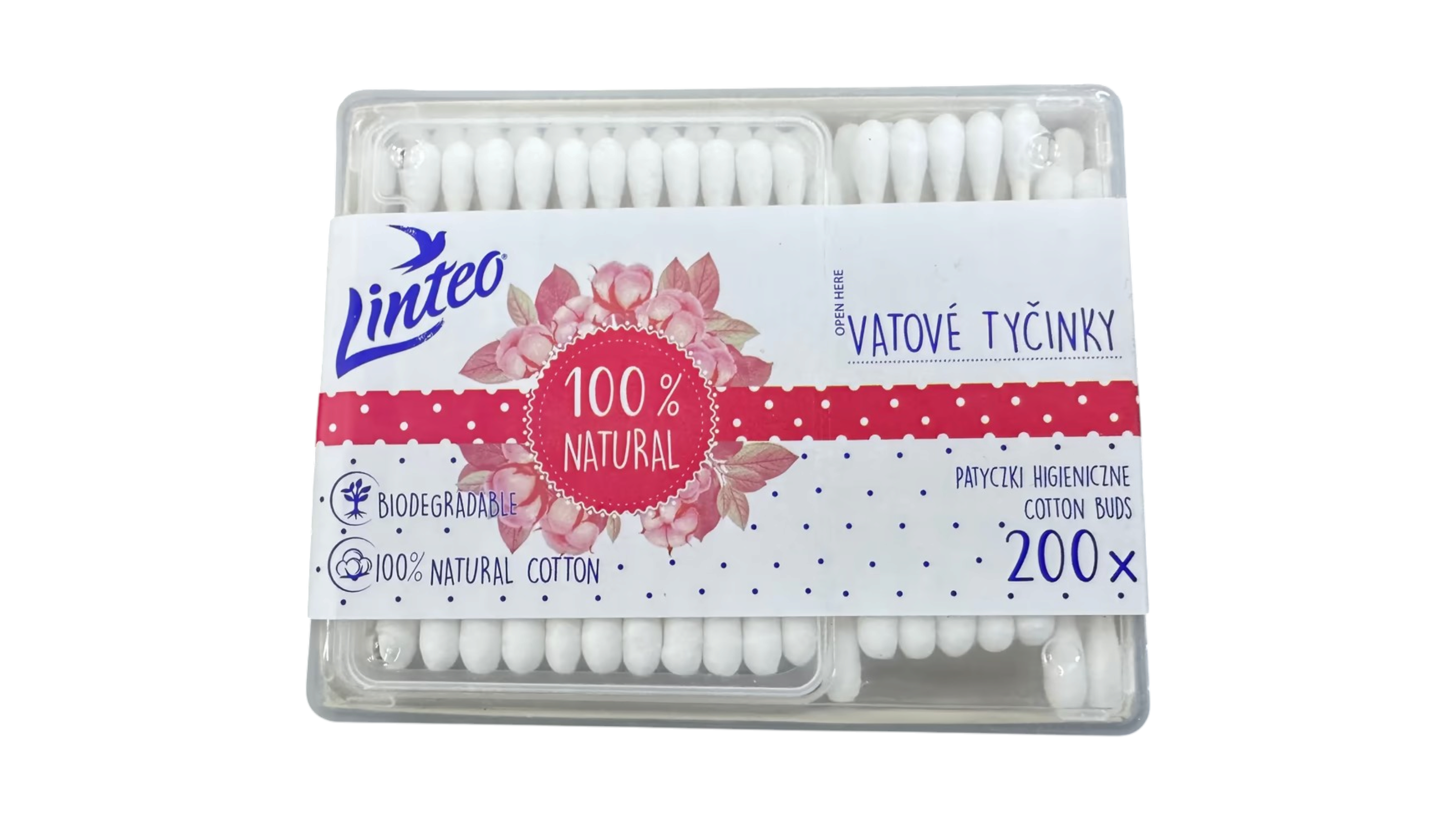 Linteo Natural vatové tyčinky papírové box 200 ks