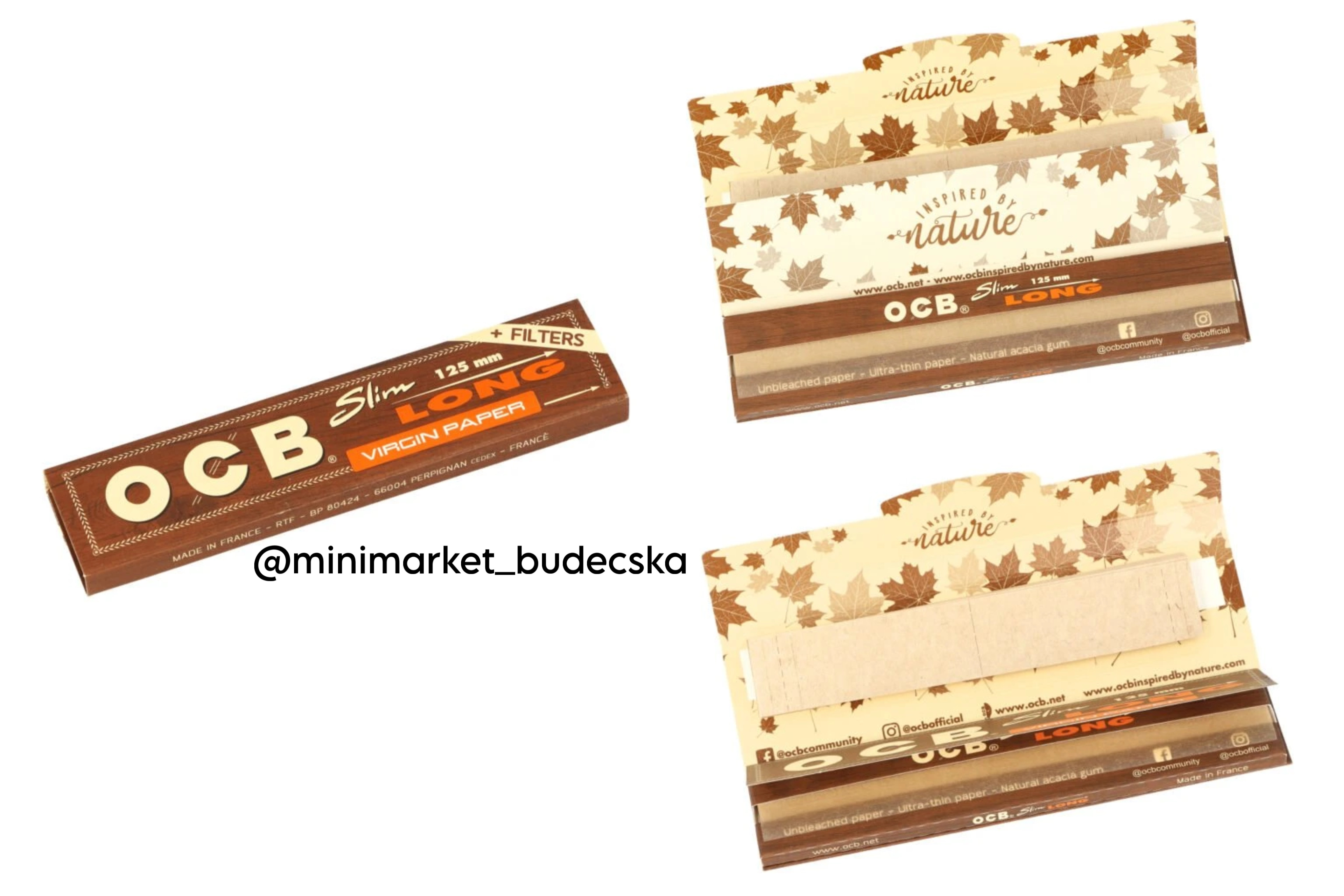 Cigaretové hnědé papírky - OCB - VIRGIN Slim Long + Tips
