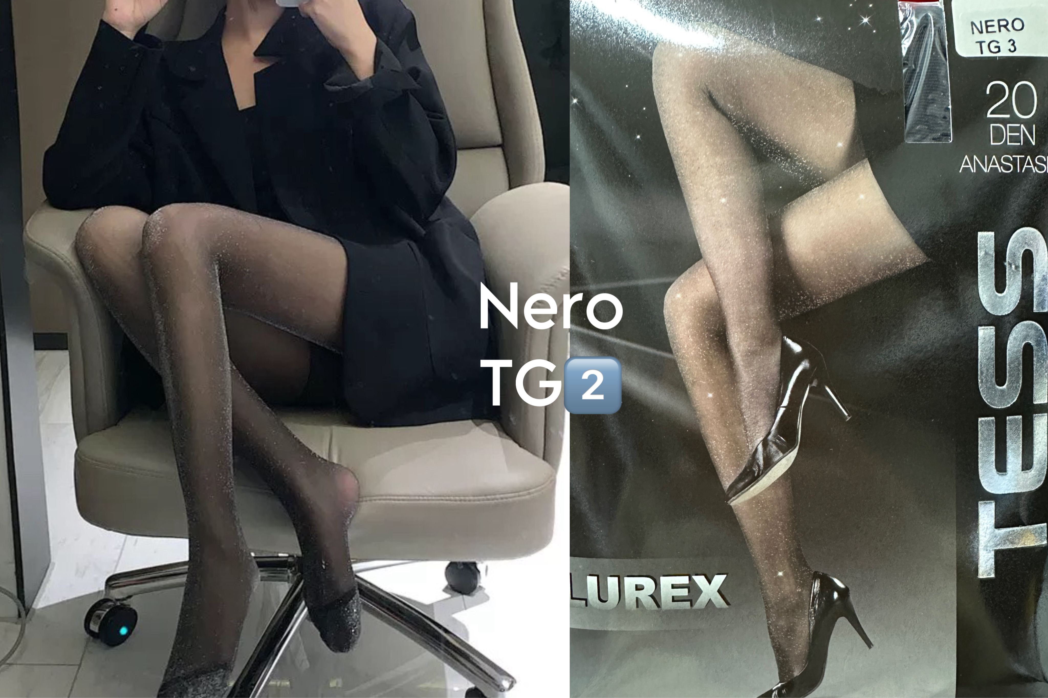 Dámské Punčocháče kalhoty LUREX Anastasia 20DEN (vel. Nero2️⃣/158-164cm) 1ks
