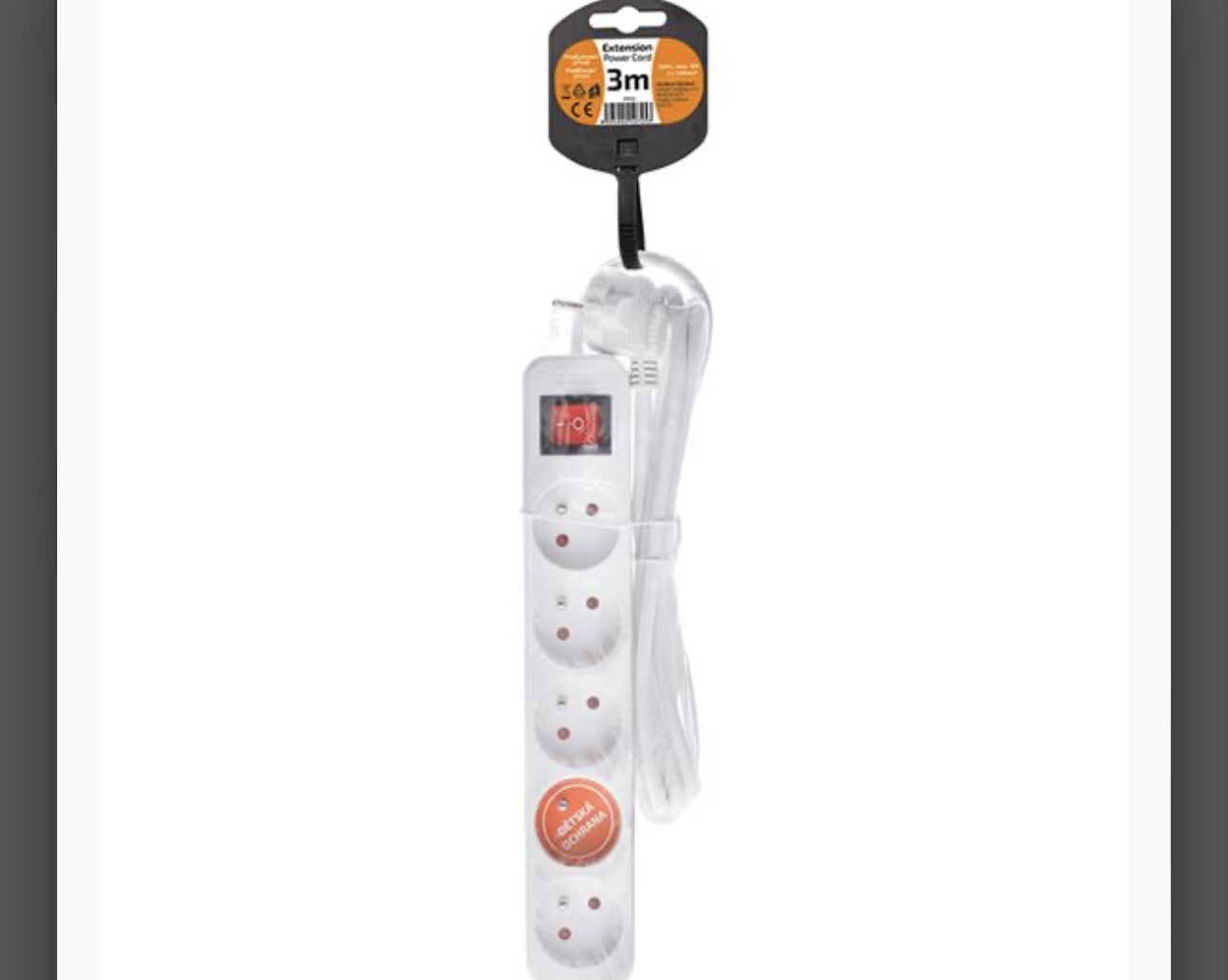 Solight prodlužovací přívod, 5 zásuvek, bílý, vypínač, 3m