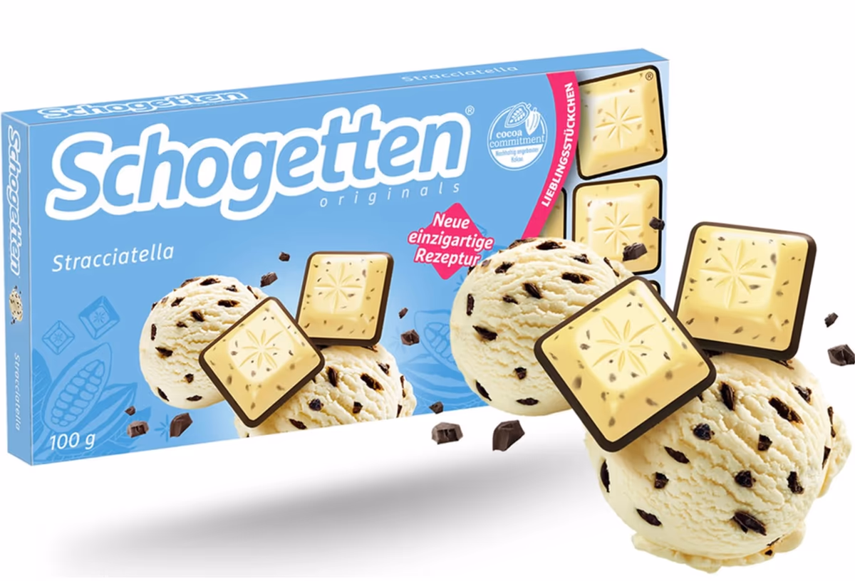 Schogetten Stracciatella bílá čokoláda s kakaovými kousky 100g