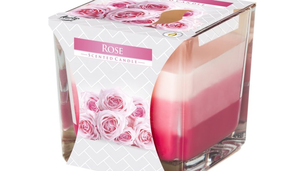 Vonná svíčka ve skle Tříbarevná Rose 170g