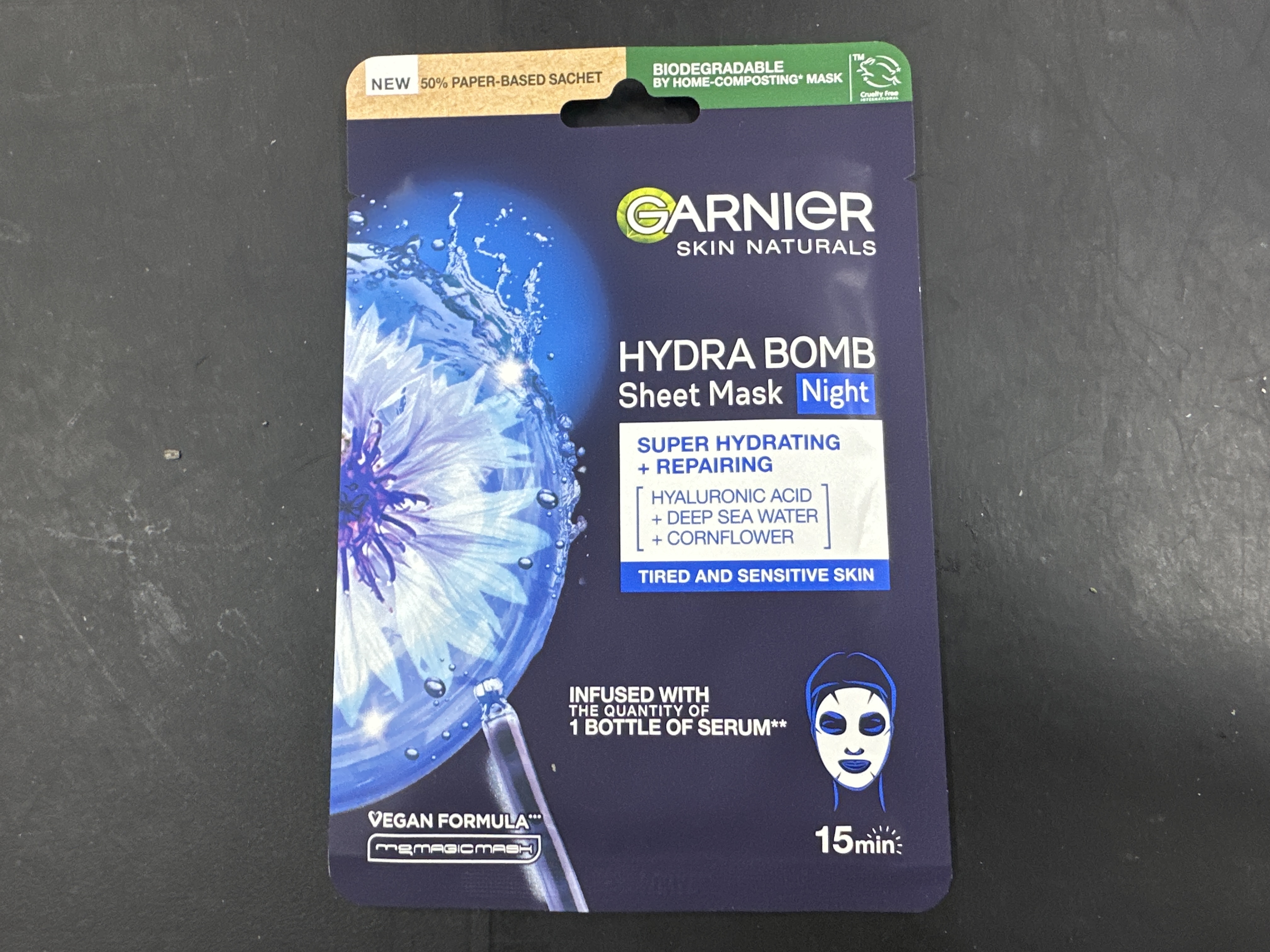 Garnier Skin Naturals noční regenerační textilní maska, 28 g