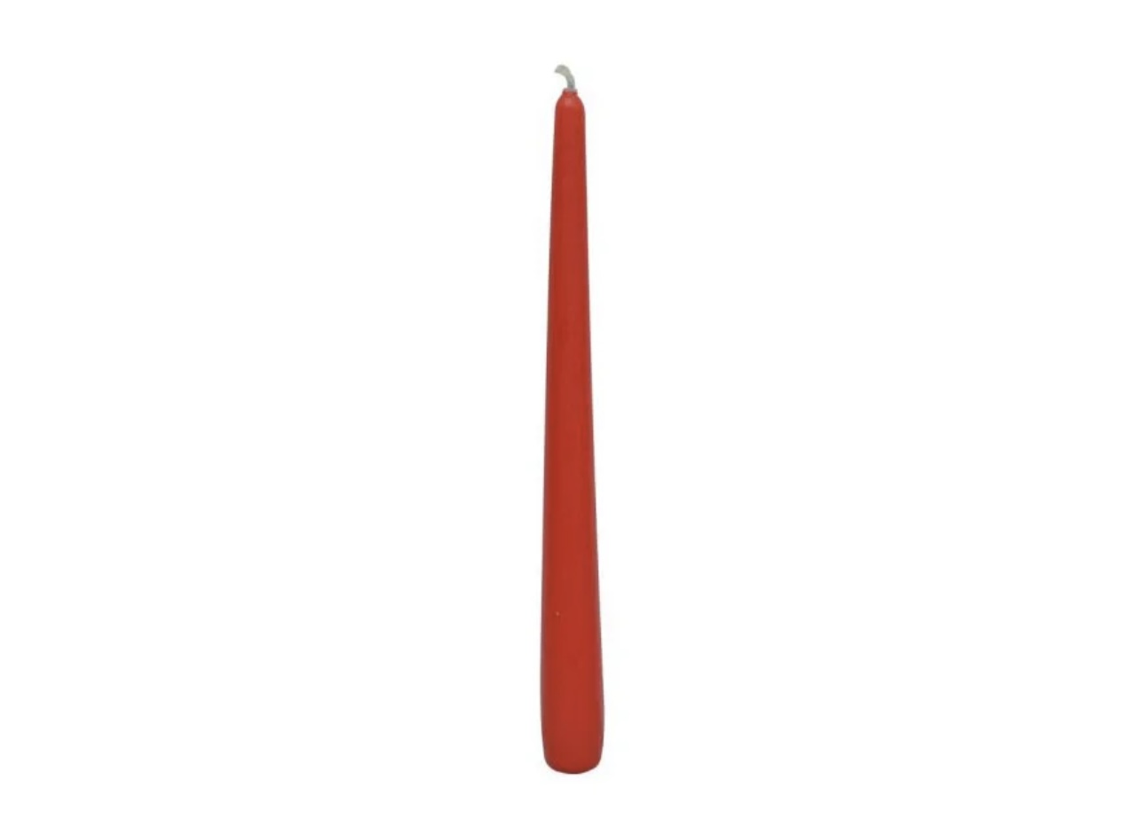 Červená kuželovitá svíčka 1ks 25cm~7h