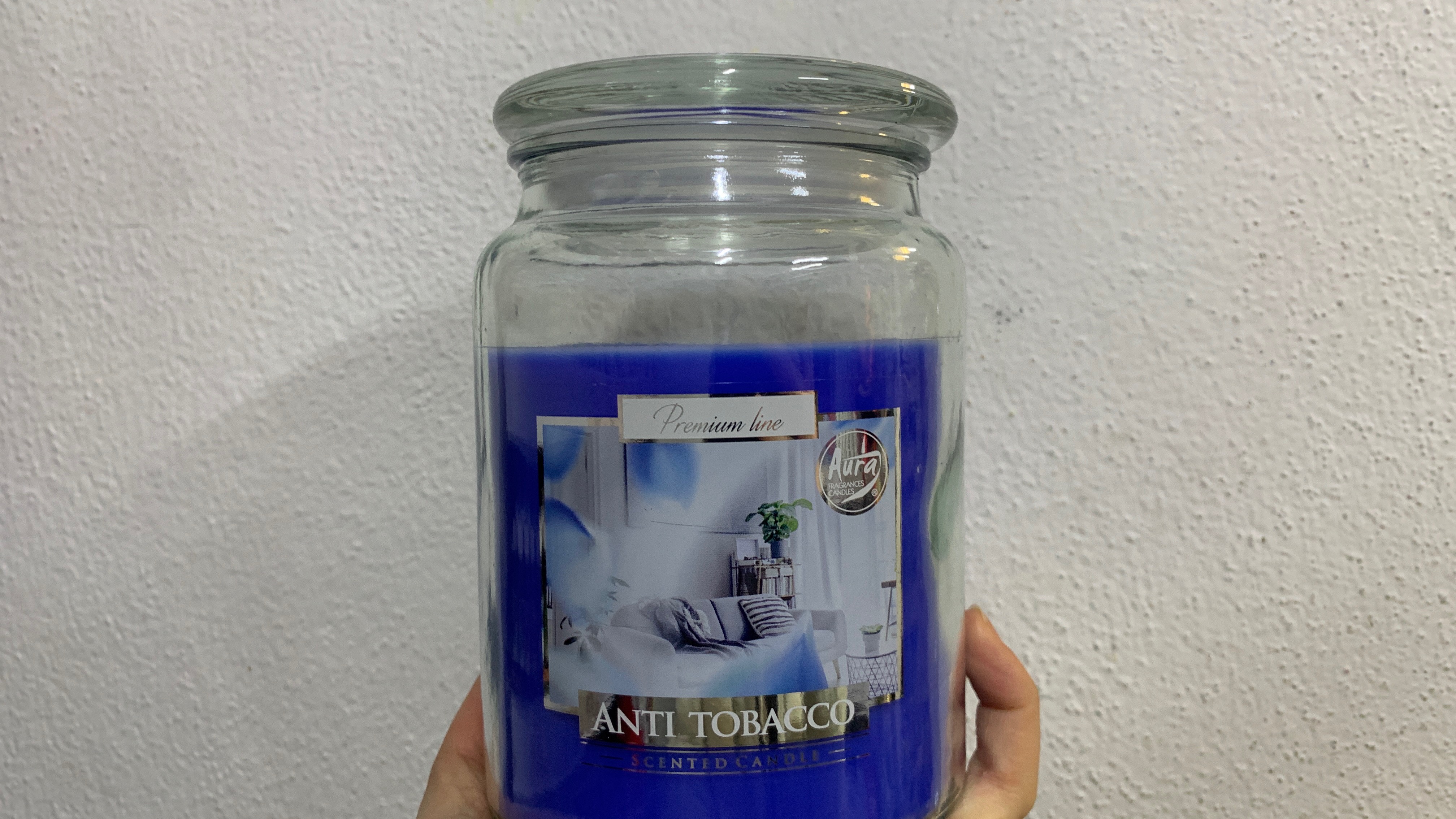 Vonná svíčka ve skle s víkem Anti Tobacco 500g