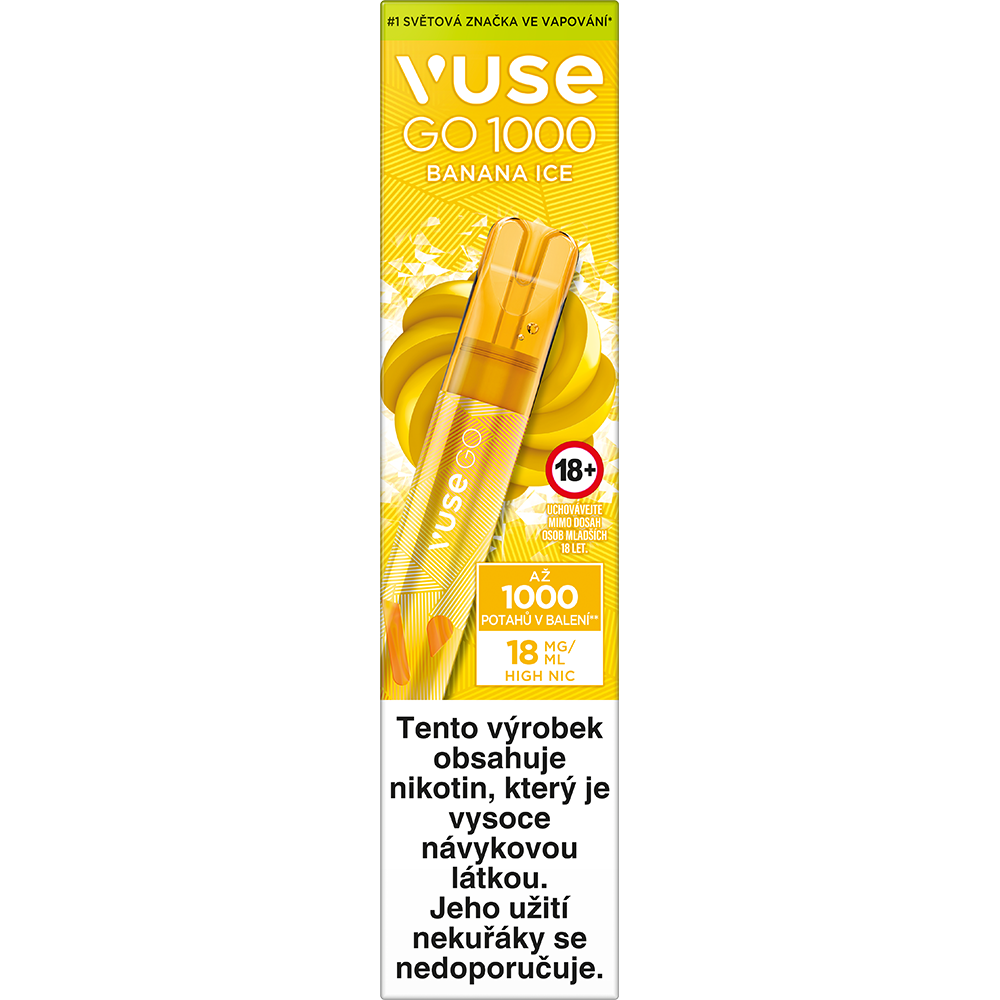 K18+ VUSE GO 1000 BANANA ICE 18 MG jednorázová e-cigareta