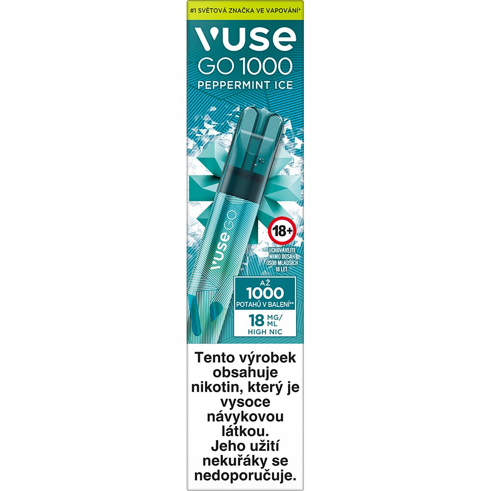 K18+ VUSE GO 1000 PEPPERMINT ICE 18 MG jednorázová e-cigareta