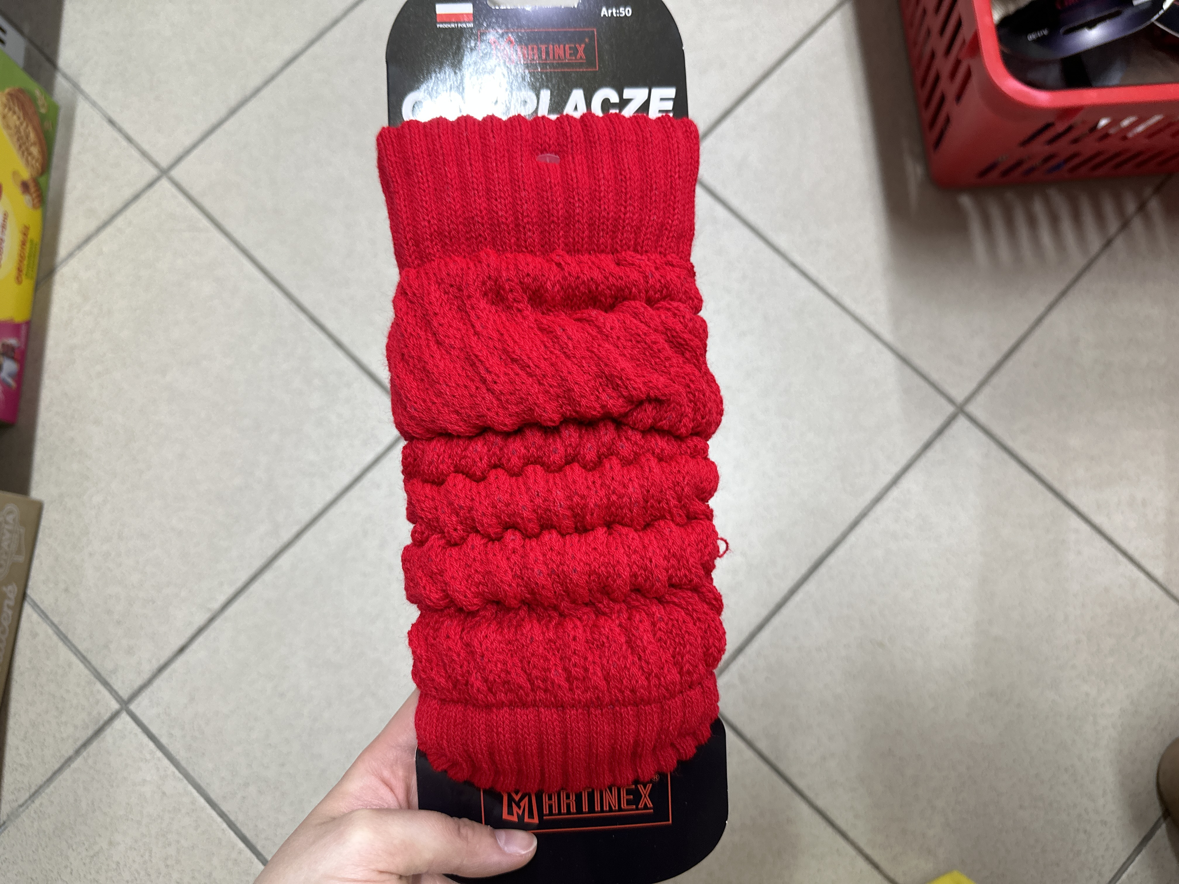 Pletené návleky na nohy červené 1pár