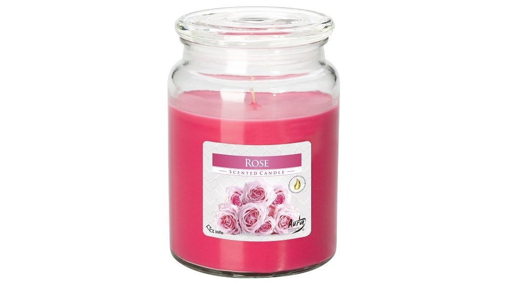Vonná svíčka ve skle s víkem Rose 500g