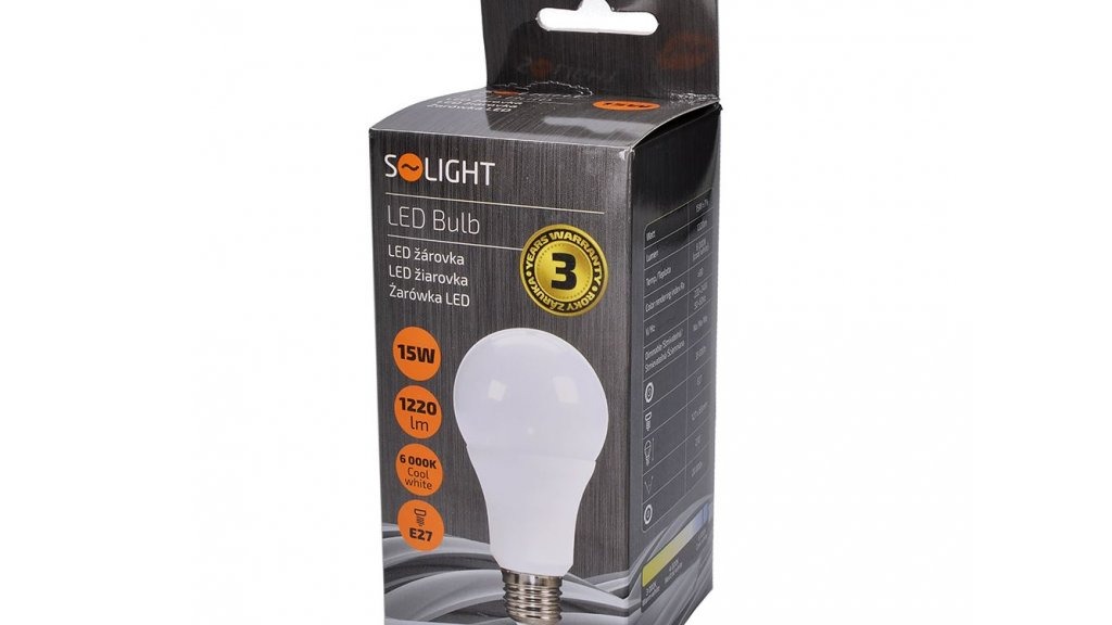 Solight led žárovka klasický tvar 15w e27 3000k 270° 1220lm