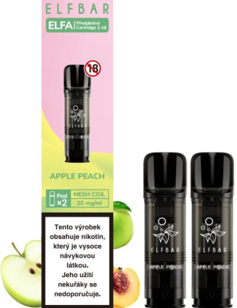 K18+ ELF BAR náplň ELFA POD APPLE PEACH 2x2ml