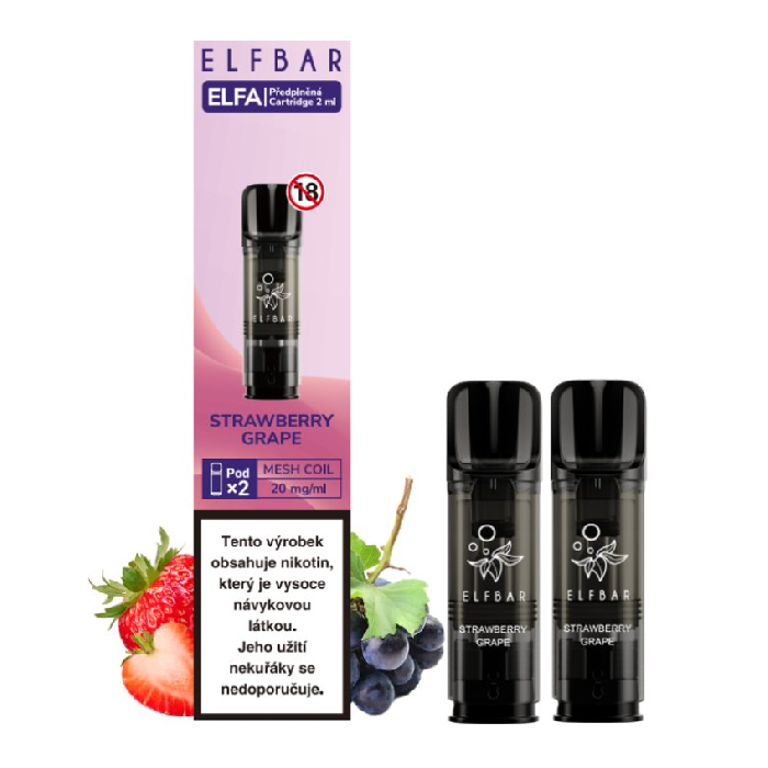 K18+ ELF BAR ELFA POD NÁPLŇ Strawberry Grape 2x2ml