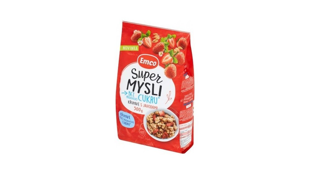 Emco super mysli bez přidaného cukru s jahodami 500g