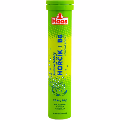HAAS Šumivé tablety Hořčík+vitamín B6 80g