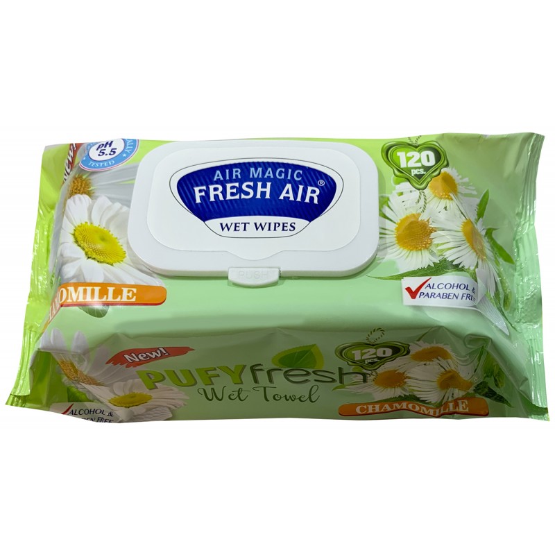 Fresh Air vlhčené ubrousky 120ks klip Pufy Chamomile