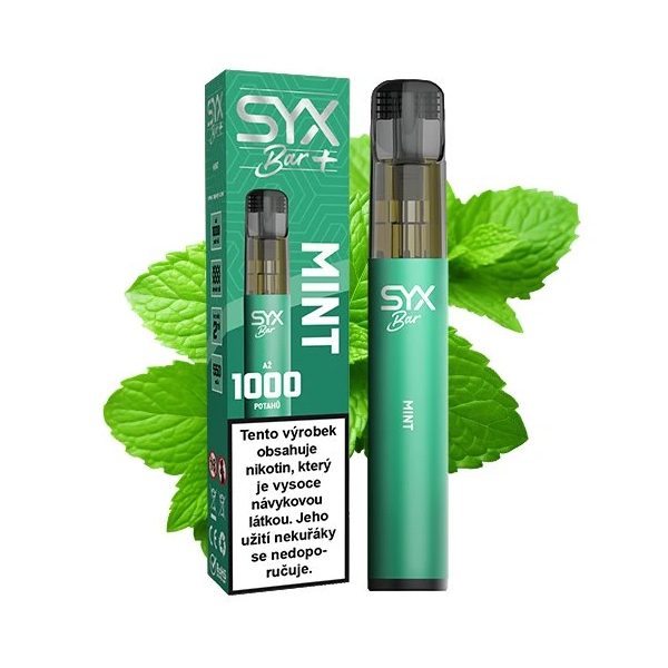 K18+ SYX BAR Mint  Jednorázová e-cigareta 1000potahu